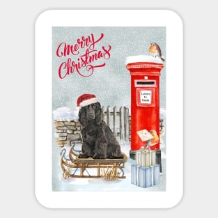 Black Cocker Spaniel Merry Christmas Santa Dog Sticker